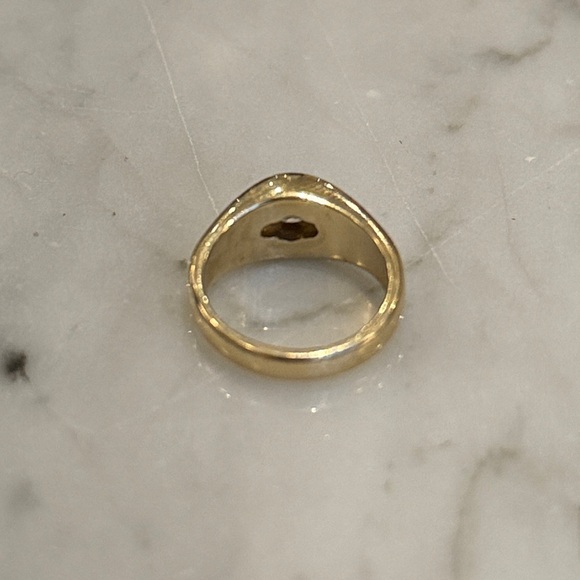 GOLD & DIAMOND 5 Stone Channel Set Gypsy Band Boat Ring, 14K Circa 1980s–90s - Picture 4 of 7